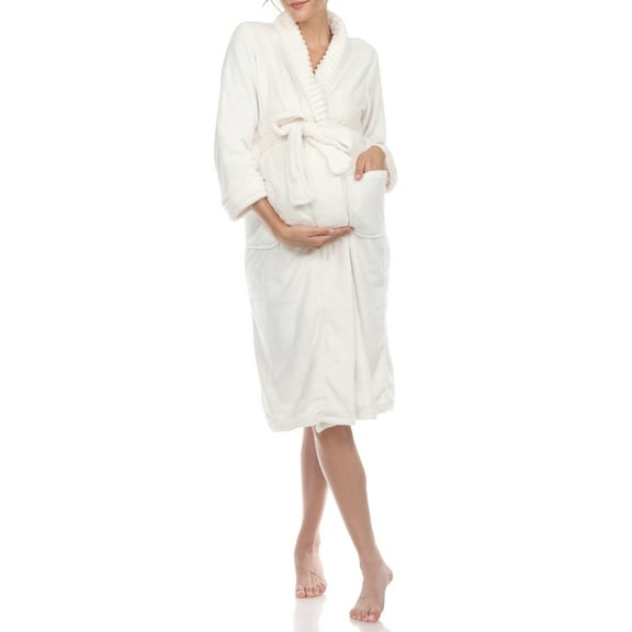 White Mark Long Sleeve Maternity Robe (Maternity & Maternity Plus)