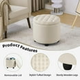 thumbnail image 3 of WSSYzyzf Modern Round Storage Ottoman,Button Tufted Ottoman Foot Stools Ottoman Footstool with Removable Lid Storage Ottoman for Living Room, Bedroom, Makeup Room，Beige, 3 of 10
