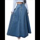 thumbnail image 2 of Faldas Largas Vaqueras Retro de Cintura Alta con Botones, Acampanadas, Plisadas, Sueltas y con Vuelo para Mujer Azul Oscuro XXL, 2 of 10