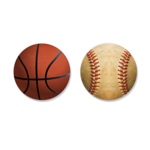 WIRESTER 2pcs Acrylic Fridge Magnet for Home Office Classroom Acrylic Magnets to Stick on Computer, Fridge, Dryer, Lockers - Basketball & Baseball