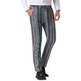 thumbnail image 4 of INSPIRE CHIC Irregular Pattern Pants for Men's Flat Front Prom Color Block Stripe Pants 38 Multicolor, 4 of 6