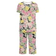 thumbnail image 4 of NominalSnug Pajama Sets for Women Short Sleeve Sleepwear Wide Leg Capri Pants Loungewear Graphic Print Pjs Set, 4 of 8