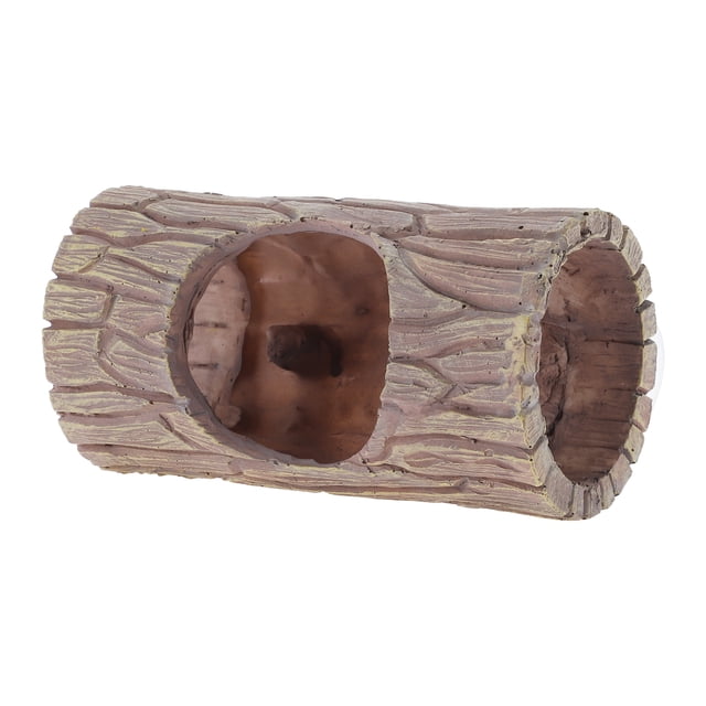 Escondite para reptiles de resina en forma de tronco de árbol hueco con 2 ventosas marrón 6.1"x4.13"x3.35"