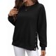 thumbnail image 2 of Sudaderas de Gran Tamaño para Mujer, Sudaderas de Larga, Camisetas con Abertura Lateral, Tops, Conjuntos para Adolescentes. Negro L, 2 of 10