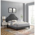 thumbnail image 2 of Tufted Platform Bed Frame, Queen Size, Velvet, Dark Grey Gray, Modern Contemporary Urban Design, Bedroom Master Guest Suite, 2 of 10
