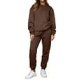 thumbnail image 2 of Huankd Sweatsuits for Women Set 2 Piece Jogging Suit Long Sleeve Pullover Sweatshirts Sweatpants Tracksuit Casual Outfits Coffee S, 2 of 4