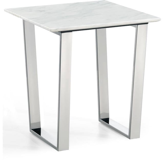 Meridian Furniture Table d'Appoint Contemporaine en Pierre Chromée