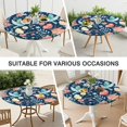 thumbnail image 7 of Water-Resistant Floral Round Tablecloth with Elastic Hem, Durable Polyester Fabric Fits 44-52 Inch Diameter Tables for Dining or Garden, Large Size, 7 of 7