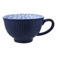 thumbnail image 6 of Blue Vintage Victorian Palm Leaves Design Large Porcelain Mug 19oz 5.25"Diameter, 6 of 7