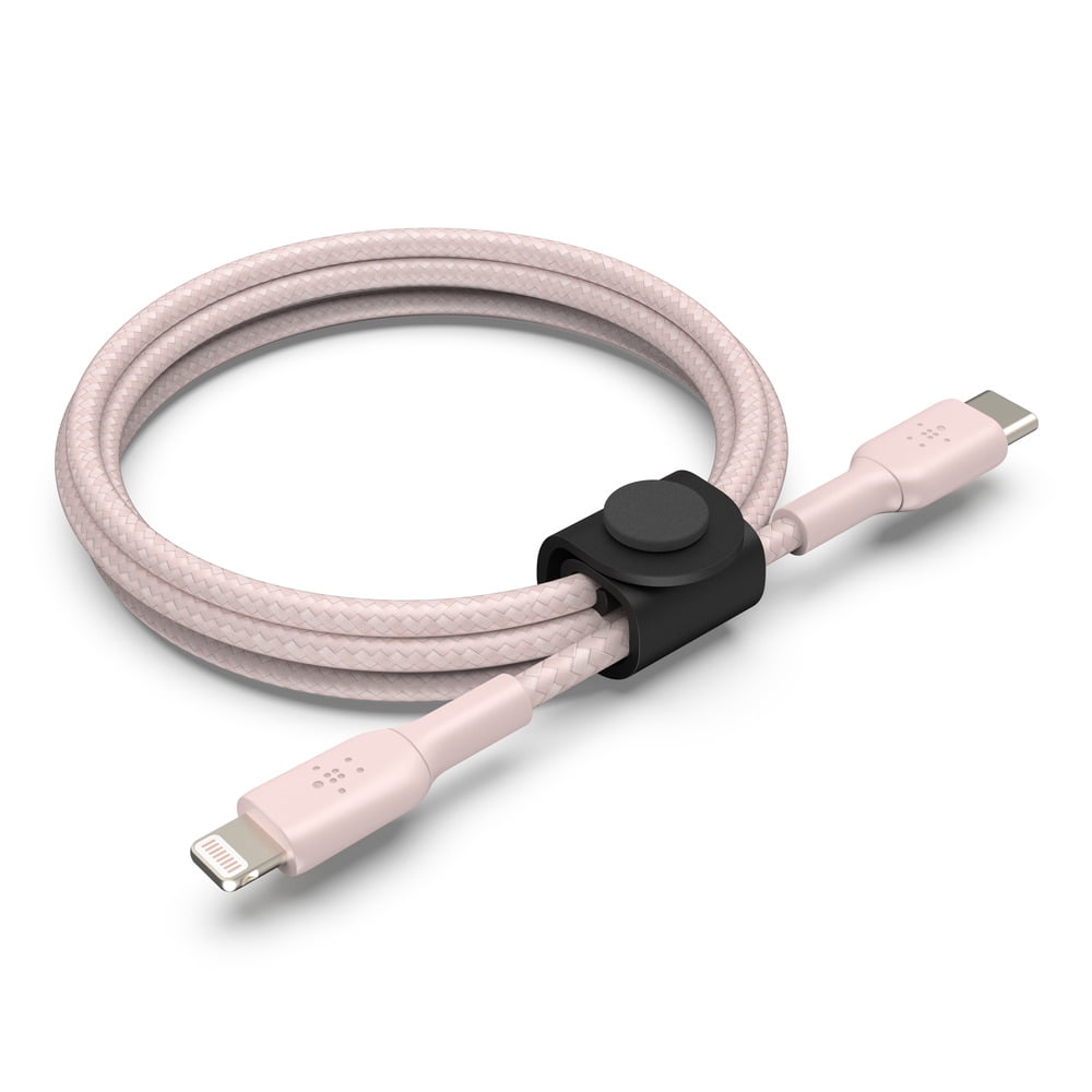 Belkin BOOSTCHARGE USB C Cable with Lightning Connector + Strap, Rose