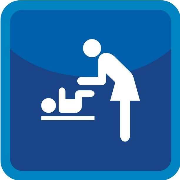 Señalamiento: "Cambiador para bebés, WC" en azul y blanco. Impresa sobre plástico estireno calibre 40, ideal para interiores, medidas: 20 x 20 cm. Señalética, Letrero, Señal cuadrada informativa.