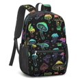 thumbnail image 2 of Mushroom and Moon Black Pattern 17" School Backpacks for Teens,Waterproof Oxford Fabric,S-Shape Padded Straps for School,Travel,Hiking,Camping, 2 of 6