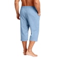 thumbnail image 5 of Nokdvo Men's Long Shorts Elastic Waist Drawstring Capri Shorts with Pockets Wide Leg Stretch Trousers Below Knee Baggy Summer Loose Fit Breathable Summer Pant,Light Blue XL, 5 of 6