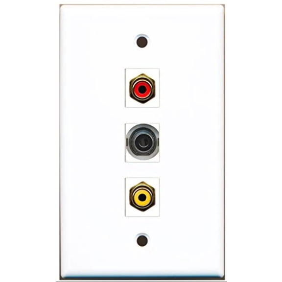 RiteAV - 1 Port RCA Red and 1 Port RCA Yellow and 1 Port 3.5mm Wall Plate