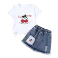 thumbnail image 2 of Fnooota Girls Summer Outfit Sets, Fashion 2 Piece Short Sleeve Summer Kids Clothing Sets White Size 5-6 T, 2 of 5