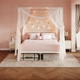 thumbnail image 4 of Amolife Queen Bed Frame, Canopy Bed with Metal Headboard, No Box Spring Needed, White, 4 of 15