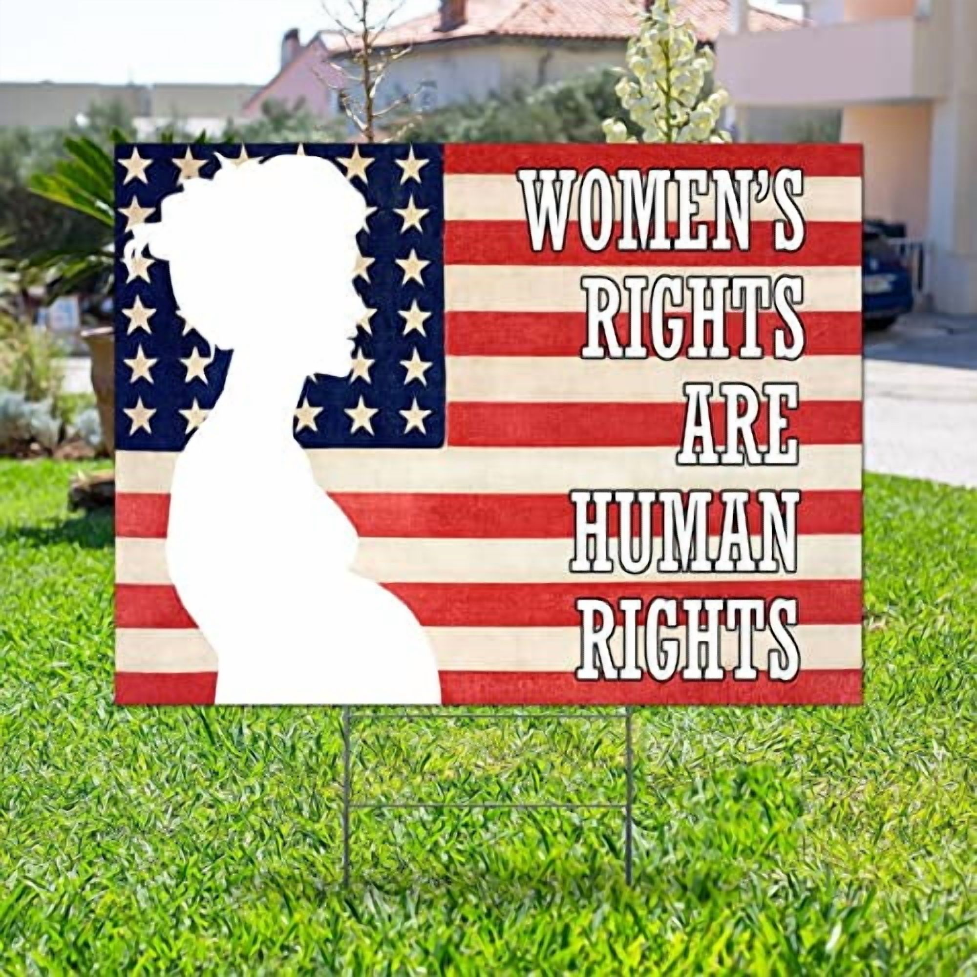 Women's Rights Are Human Rights Yard Signs Abortion Rights Lawn Signs Weather-Resistant Yard Sale Signs with Stakes Outdoor Lawn Decorations For Party Garage Sale Guidepost Open Ho