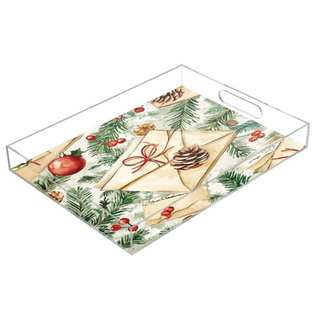 

Acrylic Tray 15.7*11.8*1.9 Inch Transparent Tray Food Tray Tea Cup Tray Serving Trays Cosmetics Storage Kitchen Table Bathroom Sundry Storage Christmas Envelope Picture