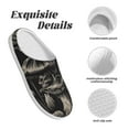thumbnail image 5 of Daiia Monochrome Mushroom Artwork Print Women’s Fuzzy Slippers Memory Foam Lightweight House Shoes Cozy Loafer Flannel House Shoes-46/47, 5 of 7