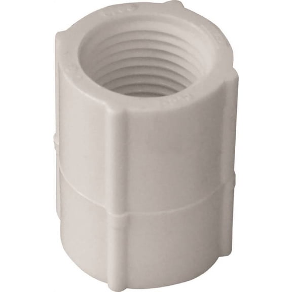 Westlake Pipe & Fittings Coupling,PVC,1/2 in,FNPT,SCH 40,White 430005BC