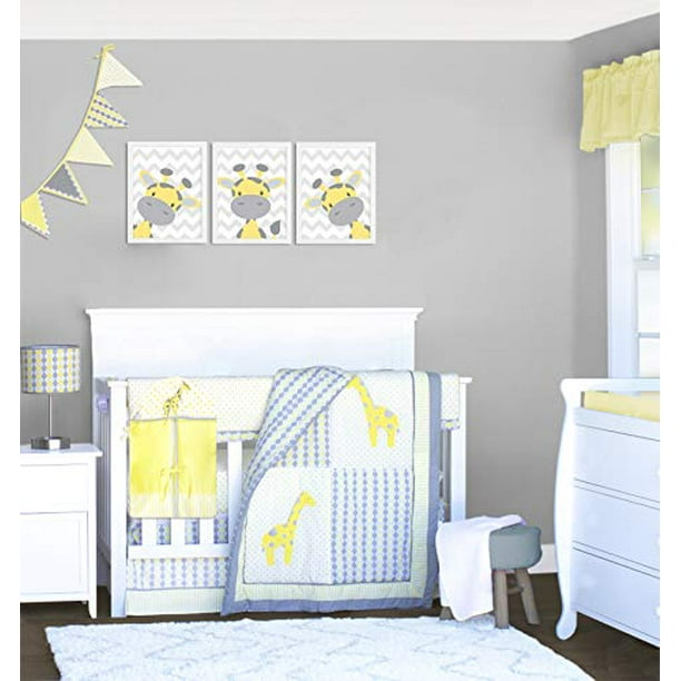 Pam Grace Creations 10 Piece Giraffe Safari Yellow And Gray Crib Bedding Set Com Pam Grace Creations 10 Piece Giraffe, Yellow Gray Crib Bedding