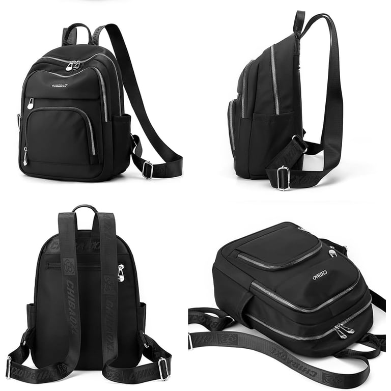 Mini Backpack for Women with Luggage Strap, Lightweight Nylon, Multiple NYLON MINI BACKPACK BROWN | Water-Resistant Mini Backpack  main image 4