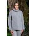 thumbnail image 4 of SAOL 100% Merino Wool Women's Aran Oversized Cable Knit Fisherman Sweater High Neck Irish Pullover Made in Ireland, 4 of 7