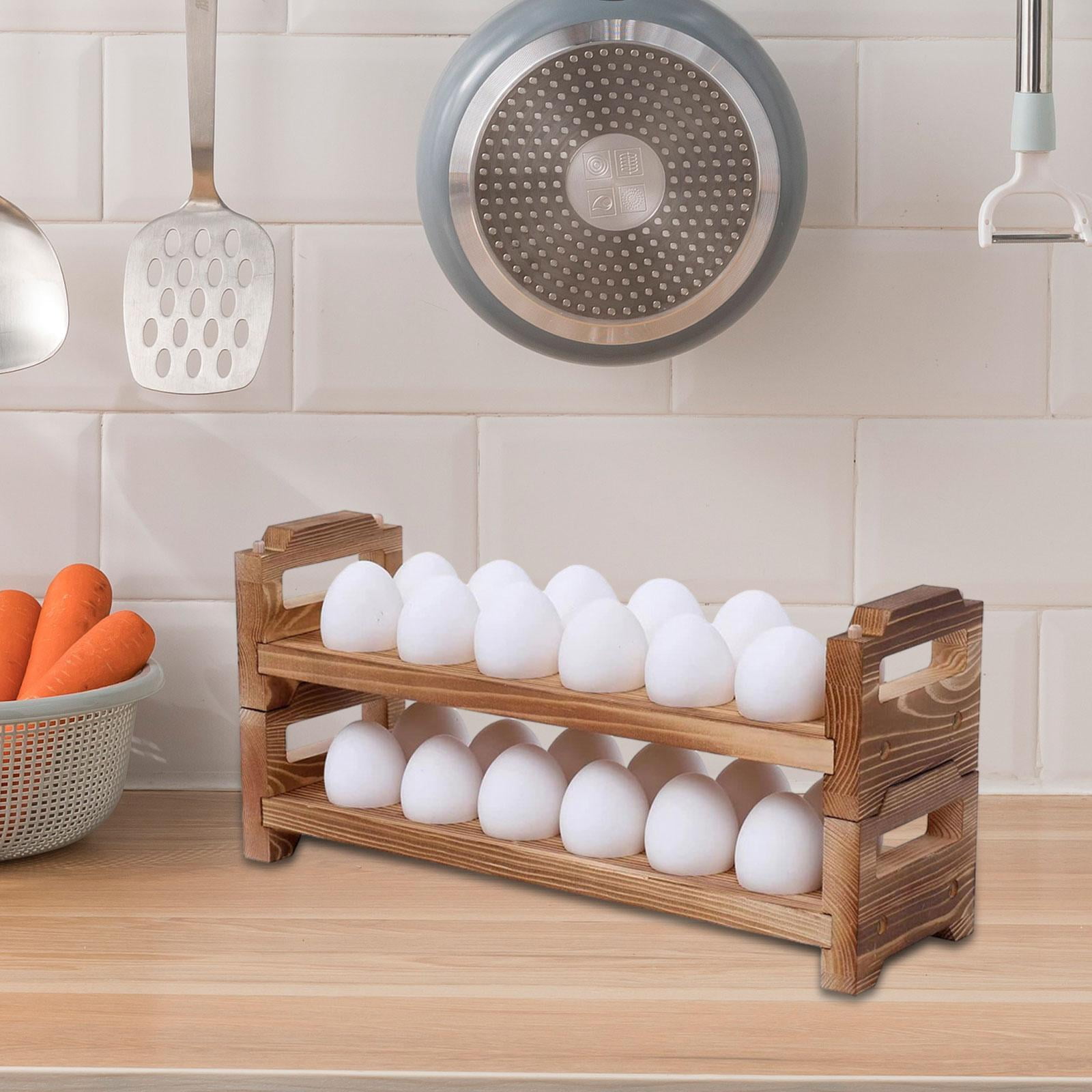 Baoblaze Egg Container Rack Countertop Wood Egg Tray for Farmhouse Restaurants Pantry