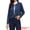 Dark Blue, variant on Women's Collarless Long Sleeve Outerwear Faux Suede Jacket M Brown