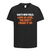 Dads New Rule Funny Shirts, Gifts for Dad, Humor Novelty Sarcastic Graphic Tees Gift Idea for Fathers Day, Birthday, Christmas, Dad Shirt, Funny Mens T Shirt for Papa, Size S