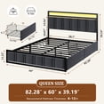 thumbnail image 4 of GUNAITO Queen Bed Frame with Headboard, Platform Bed with 2 Drawers, Velvet Upholstered Bed Frame with LED Lights & Charging station，Dark Grey, 4 of 11