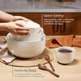thumbnail image 2 of Ceramic Mixing Bowls, Nesting Set of 4, Embossed Kitchen Dishware, Prep, Serving, Gift, Microwave and Dishwasher Safe, 20/44/98/145 oz, 2 of 7