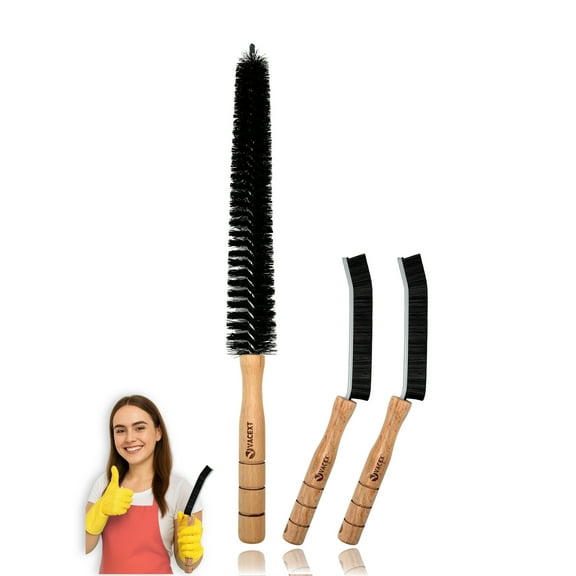 Dryer Vent Cleaning Kit for Dryer Lint Clean, Refrigerator Condenser Coil Brush & Crevice Gap Cleaning Brush for Household Use - Grout Cleaner Scrub Brush Deep Tile, Small Crevice Cleaning Brush Tool