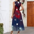 thumbnail image 5 of Women's Elegant Sleeveless Dress with Patriotic Print, V-Neck Loose Fit Design, Long Casual Sundress for Summer Outings,Dark Blue M, 5 of 5