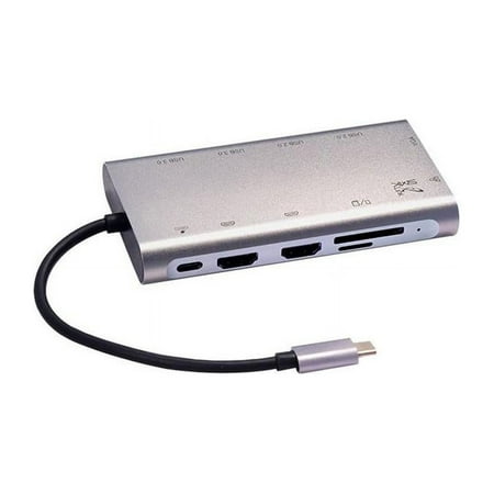 Smk Link - SMK-Link - USB-C - 100W Mini Docking Station - Multi-Stream Triple Video for Notebooks - Silver