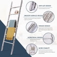 thumbnail image 4 of Blanket Ladder for The Living Room and Bedroom, 6-Tier Wall Leaning Rustic Decorative Farmhouse Blanket Rack, Quilt Rack, Ladder Shelf, Easy Assembly, White Wash, 4 of 8