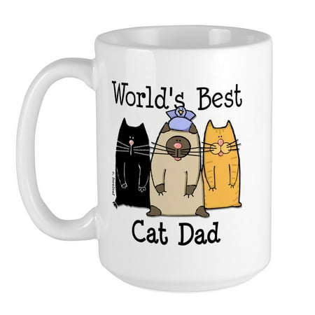 

CafePress - World s Best Cat Dad Large Mug - 15 oz Ceramic Large Mug