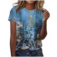 thumbnail image 2 of Pntutb T-Shirts à Manches Courtes pour Femmes Hauts à Imprimé Mode pour Femmes Blouse à Manches Courtes T-Shirt à Col Rond Hauts Rabais, 2 of 5