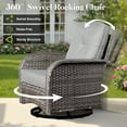 thumbnail image 5 of Vcatnet 7 Pieces Outdoor Conversation Set High Back Sectional All Weather Wicker Patio Furniture with Swivel Glider Chairs & Coffee Table, Dark Gray, 5 of 10