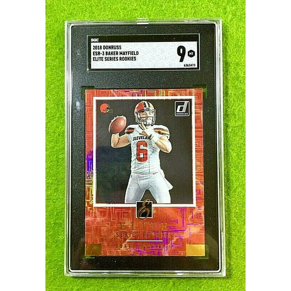 BAKER MAYFIELD ELITE PRIZM ROOKIE CARD GRADED SGC 9 BROWNS RC 2018 Donruss POP 2