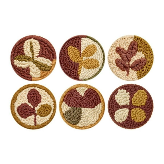 Punch Needle Coasters Kit,6-pattern punch needle Needle Coasters Kit ,Punch Art for Beginners,Suitable for Home Decoration