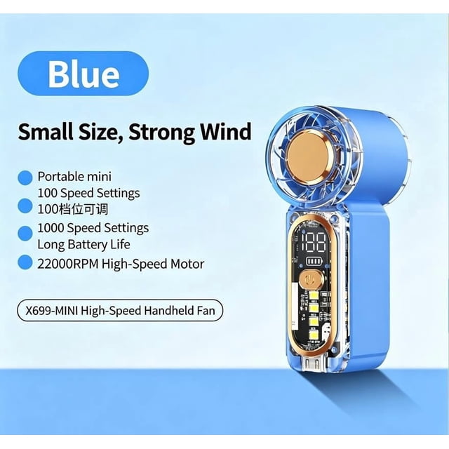Mini Ventilador de Mano: Soplador de Bolsillo Recargable Por Usb con Potente Flujo de Aire Concentrado para Uso En Exteriores, Viajes, Desplazamientos y Refrigeración Diaria.