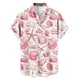 thumbnail image 2 of Mens Casual de Manga Corta Botón Abajo Camisas Gira Cuello Impresión Blusa, Pantalones para Hombres Cortos Relajado Ajuste de Verano Superior, Suave Poliéster Moda de Uso Diario, 2 of 6
