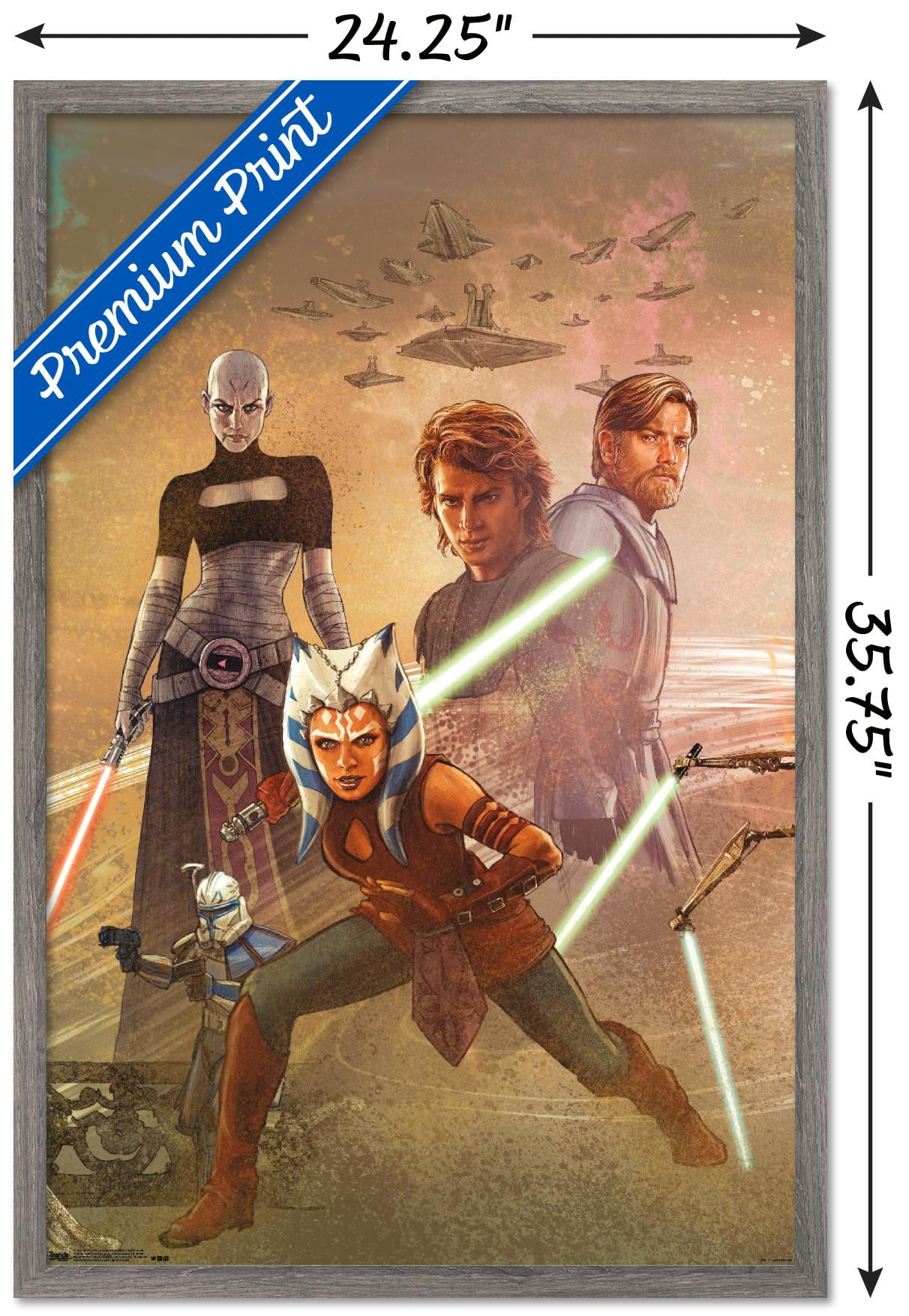 Star Wars: The Clone Wars - Celebration Mural Wall Poster, 22.375" x 34", Framed