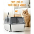 thumbnail image 6 of Stainless Steel Cat Litter Box, Metal Kitty Litter Box with Scoop, Anti-Leakage Top Entry, Non-Sticky, Easy to Clean, Grey, 15.9" × 23.8" × 11", 6 of 7