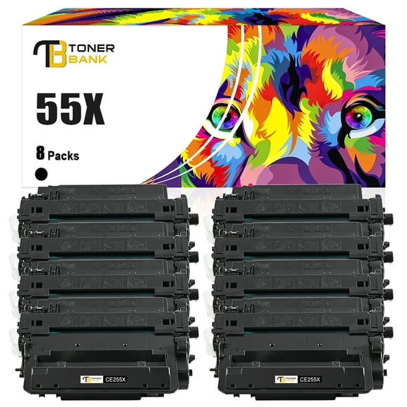 Toner Bank Compatible Toner Cartridge Replacement for HP 55X CE255X High Yield (Black, 8-Pack)