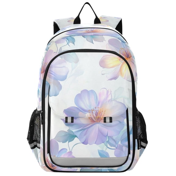 FORMRS Unisex School Backpack 17" Student Travel Bag with Laptop Compartment, Pastel Flower Pattern