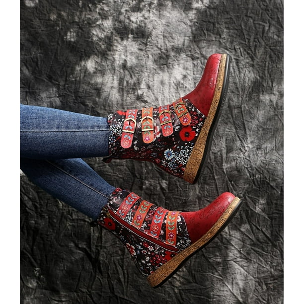 Bottes rouges clearance cuir