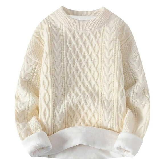 Oversized Sweaters for Women Comdrip Womens Winter Two Items Knitting Round Neck Loose Versatile Long Sleeve Pullovers Cable Knit Sweater Women Beige L