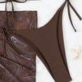 thumbnail image 4 of Pop Seller Women's Fashion Drawstring Straps Short Skirt Mesh Bikini Swimsuit Set (3 Sets With Chest Pads Without Steel Bra) Coffee M, 4 of 6